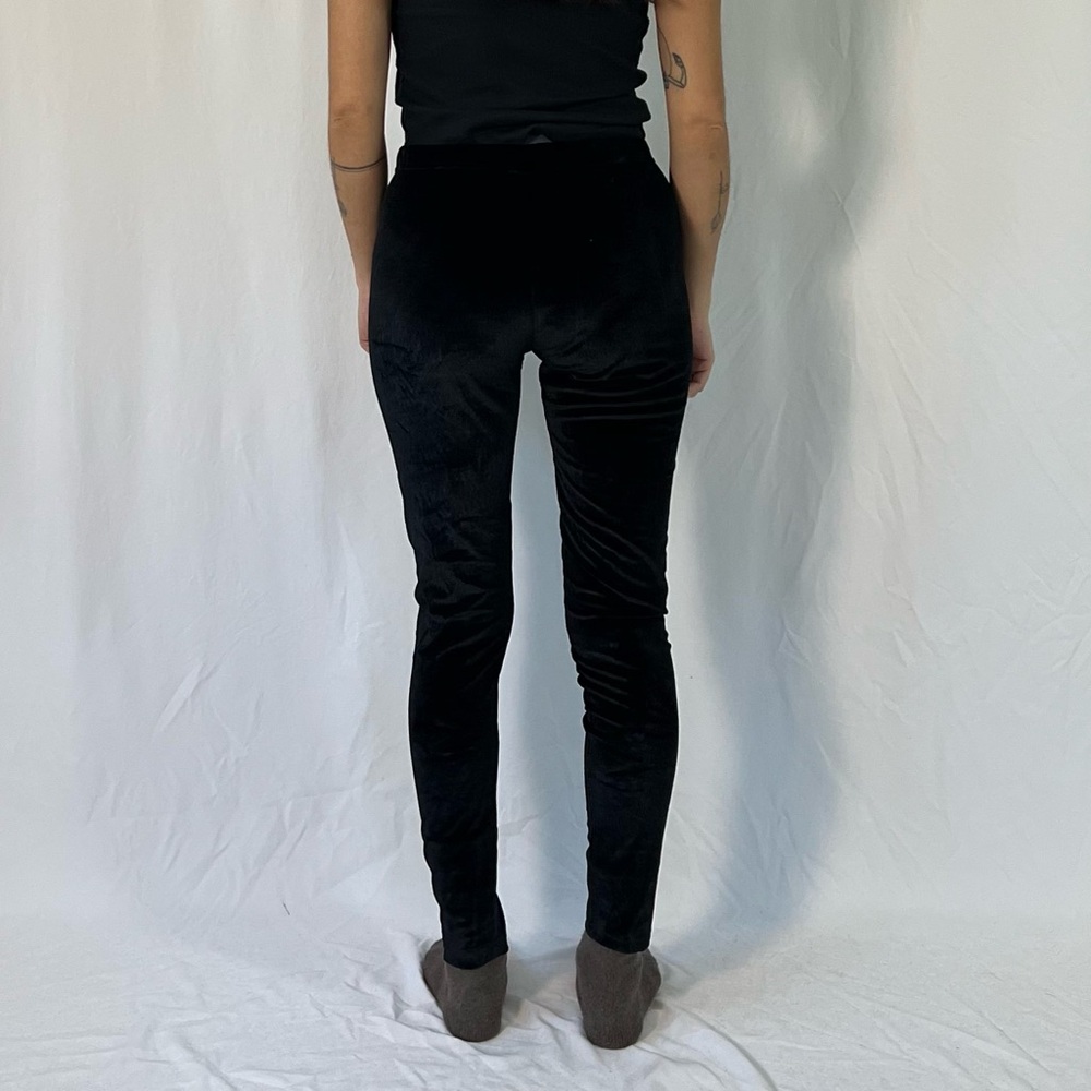 Shosho Velvet Black Pull On Pants Leggings - Picture 4 of 9